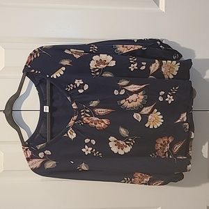 Old Navy: Floral and Navy Blouse